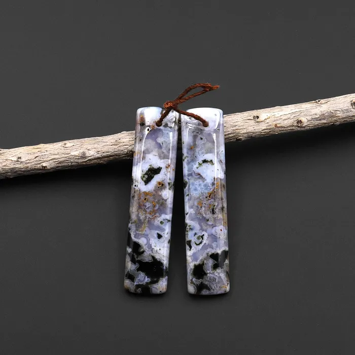 Earrings Intrinsic Trading Natural Ocean Jasper Earring Pair Matched Rectangle Gemstone Beads A1