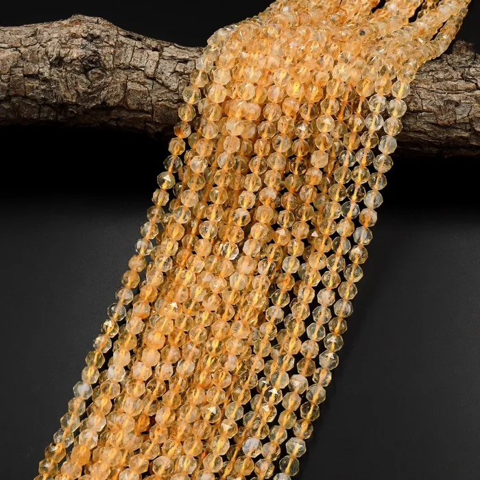 Earrings Natural Citrine Faceted 6mm Beads Geometric Double Hearted Star Cut Gemstone 155 Strand Intrinsic Trading