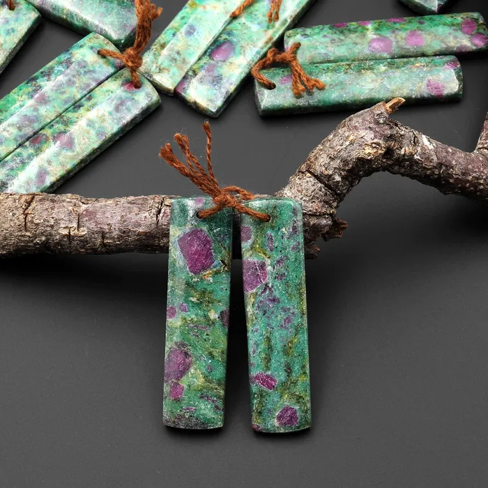 Earrings Natural Red Ruby Green Fuchsite Rectangle Earring Pair Matched Gemstone Beads Intrinsic Trading Earrings Natural Red Ruby Green Fuchsite Rectangle Earring Pair Matched Gemstone Beads Intrinsic Trading