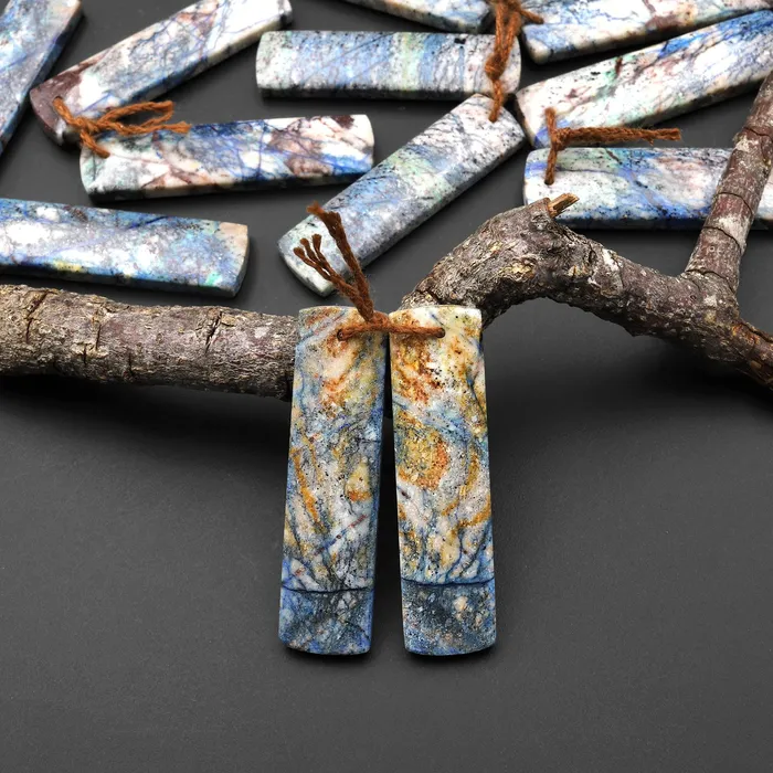 Earrings Real Natural Lightening Azurite Rectangle Earrings Matched Gemstone Bead Pair From Arizona A1 Intrinsic Trading Earrings Real Natural Lightening Azurite Rectangle Earrings Matched Gemstone Bead Pair From Arizona A1 Intrinsic Trading
