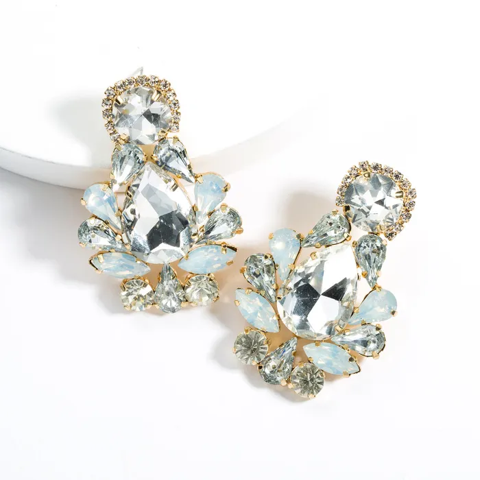 Earrings Refined by AnnaKaci Large Geometric Crystals Hanging Earring Stud