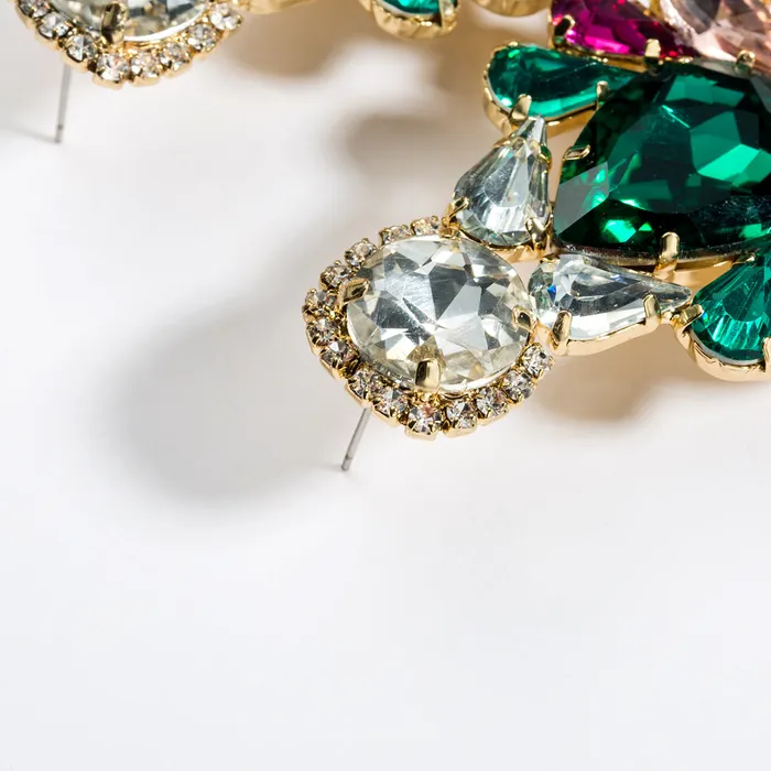 Earrings Refined by AnnaKaci Large Geometric Crystals Hanging Earring Stud