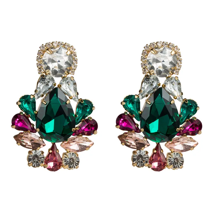 Earrings Refined by AnnaKaci Large Geometric Crystals Hanging Earring Stud