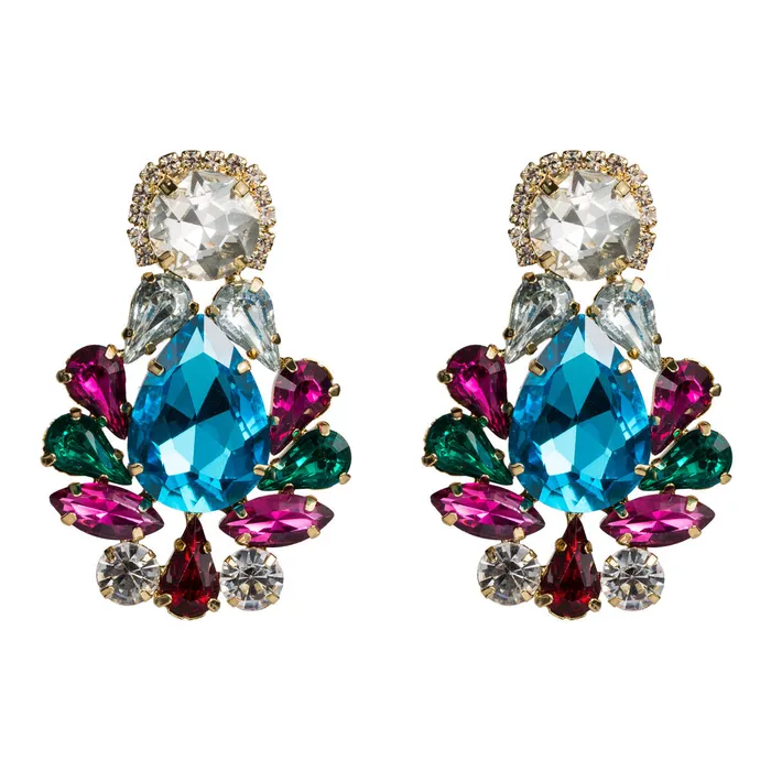 Earrings Refined by AnnaKaci Large Geometric Crystals Hanging Earring Stud