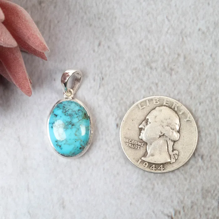 InnerVision Crystals Necklaces Kingman Turquoise Pendant 381 g 29x14mm 925 Silver