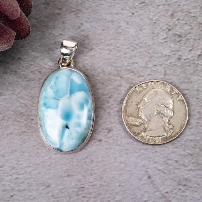 InnerVision Crystals Necklaces Larimar Pendant 1478 g 52x27mm 925 Silver