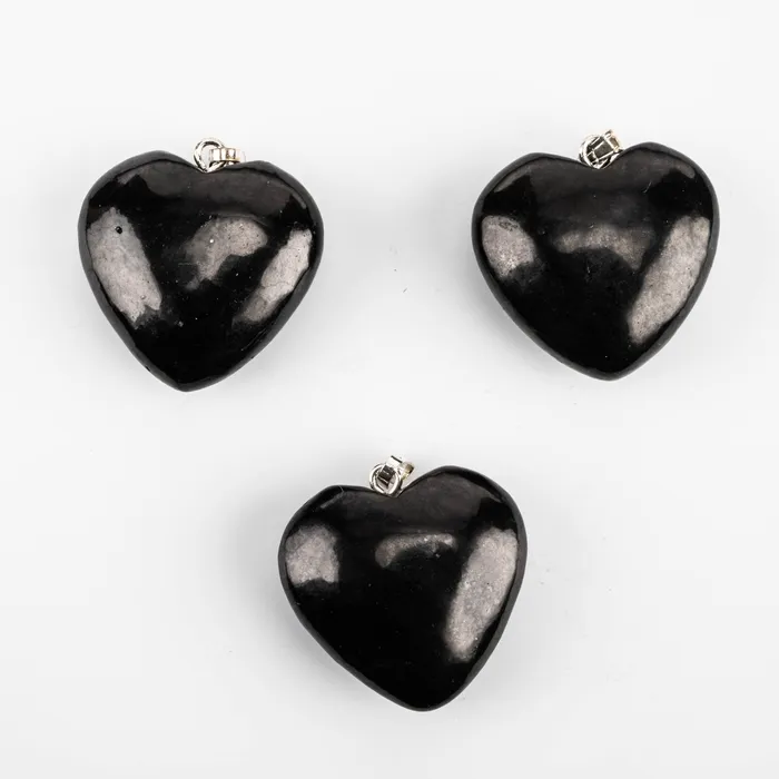 InnerVision Crystals Shungite Heart Pendant 25x24mm Necklaces