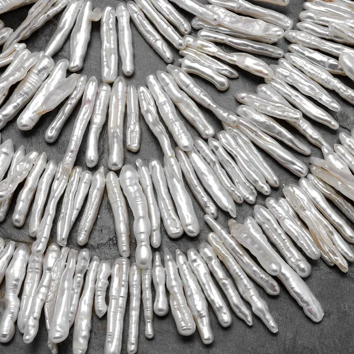Intrinsic Trading AAA Long Slim Natural White Biwa Stick Pearl Freshwater Good For Earrings 155 Strand Earrings Intrinsic Trading AAA Long Slim Natural White Biwa Stick Pearl Freshwater Good For Earrings 155 Strand Earrings