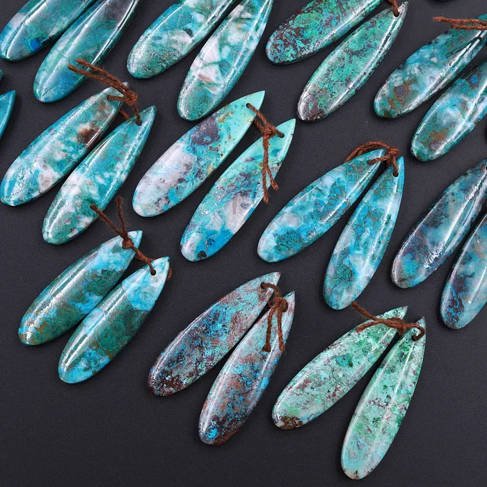 Intrinsic Trading Earrings Drilled Parrot Wing Chrysocolla Teardrop Earring Pair Matched Teardrop Cabochon Natural Blue Green Gemstone Stone Beads Intrinsic Trading Earrings Drilled Parrot Wing Chrysocolla Teardrop Earring Pair Matched Teardrop Cabochon Natural Blue Green Gemstone Stone Beads