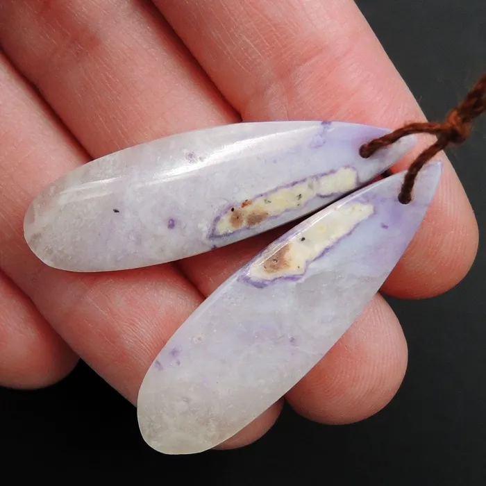 Intrinsic Trading Earrings Natural Mexican Purple Opal Earring Pair Drilled Teardrop Cabochon Cab Drilled Matched Earrings Bead Pair Natural Stone E3420