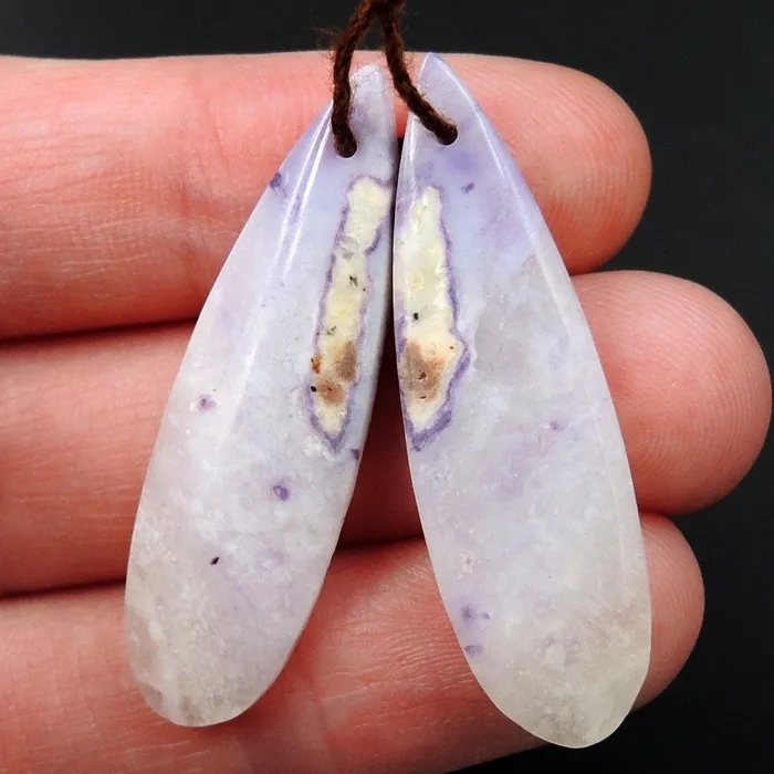 Intrinsic Trading Earrings Natural Mexican Purple Opal Earring Pair Drilled Teardrop Cabochon Cab Drilled Matched Earrings Bead Pair Natural Stone E3420