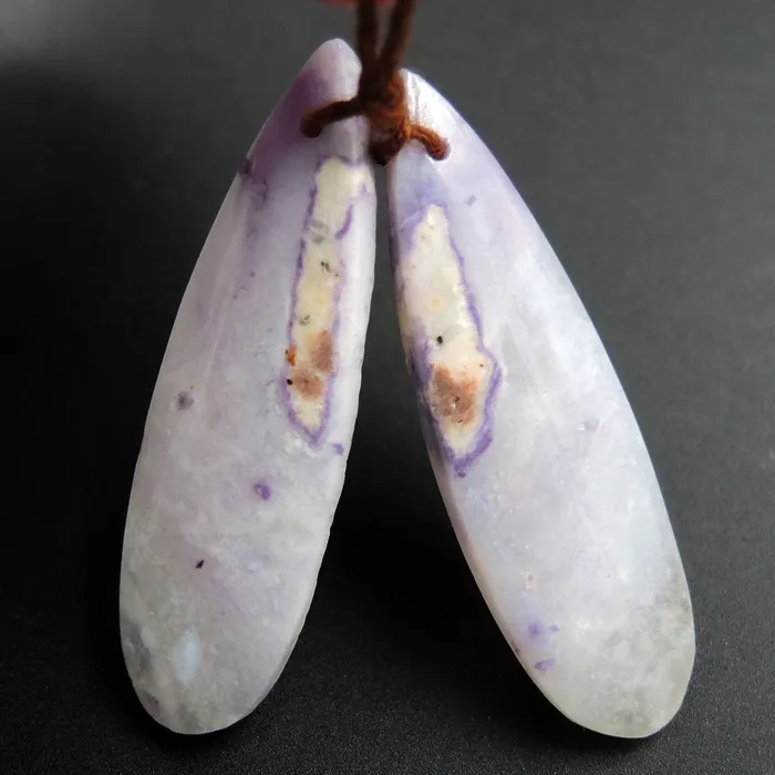 Intrinsic Trading Earrings Natural Mexican Purple Opal Earring Pair Drilled Teardrop Cabochon Cab Drilled Matched Earrings Bead Pair Natural Stone E3420