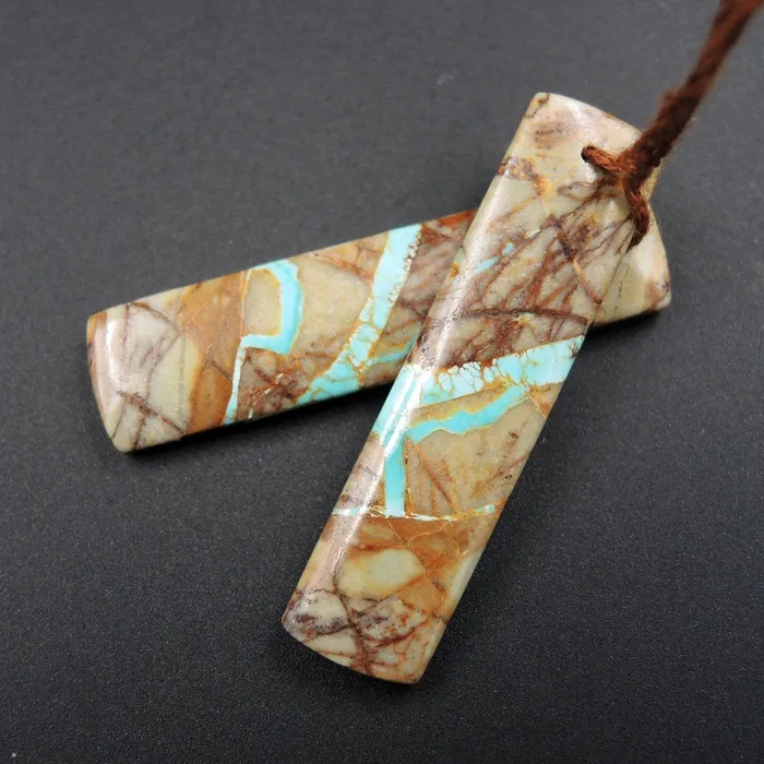 Intrinsic Trading Earrings Natural Turquoise From Royston Nevada Cabochon Cab Pair Drilled Matched Earrings Bead Pair E1499