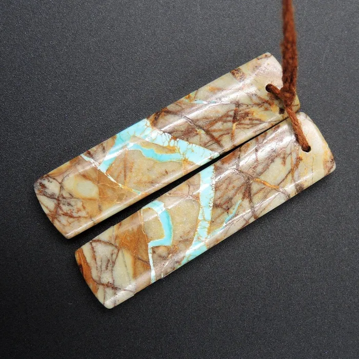 Intrinsic Trading Earrings Natural Turquoise From Royston Nevada Cabochon Cab Pair Drilled Matched Earrings Bead Pair E1499