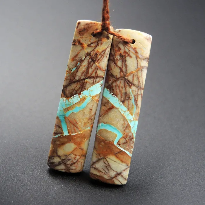 Intrinsic Trading Earrings Natural Turquoise From Royston Nevada Cabochon Cab Pair Drilled Matched Earrings Bead Pair E1499