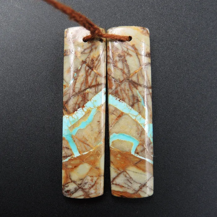 Intrinsic Trading Earrings Natural Turquoise From Royston Nevada Cabochon Cab Pair Drilled Matched Earrings Bead Pair E1499