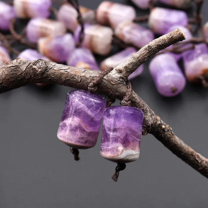 Intrinsic Trading Earrings Rare Natural Rainbow Purple Amethyst Earring Pair Matched Short Cylinder Tube 14x10mm Gemstone Beads W Amazing Veins Bands A6 Intrinsic Trading Earrings Rare Natural Rainbow Purple Amethyst Earring Pair Matched Short Cylinder Tube 14x10mm Gemstone Beads W Amazing Veins Bands A6