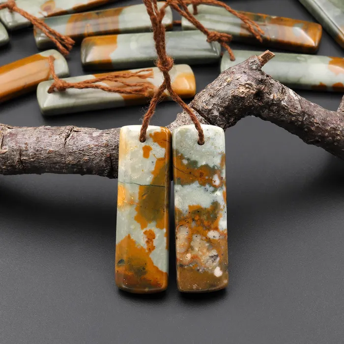 Intrinsic Trading From Oregon Natural Owyhee Picture Jasper Rectangle Earrings Drilled Matched Gemstone Beads Pair A13 Earrings Intrinsic Trading From Oregon Natural Owyhee Picture Jasper Rectangle Earrings Drilled Matched Gemstone Beads Pair A13 Earrings