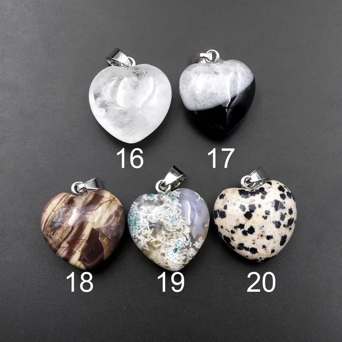 Intrinsic Trading Natural Gemstone Heart Pendant Choose from Rose Quartz Bloodstone Amethyst Rock Quartz Tiger Eye Labradorite Lapis Goldstone Aventurine Necklaces