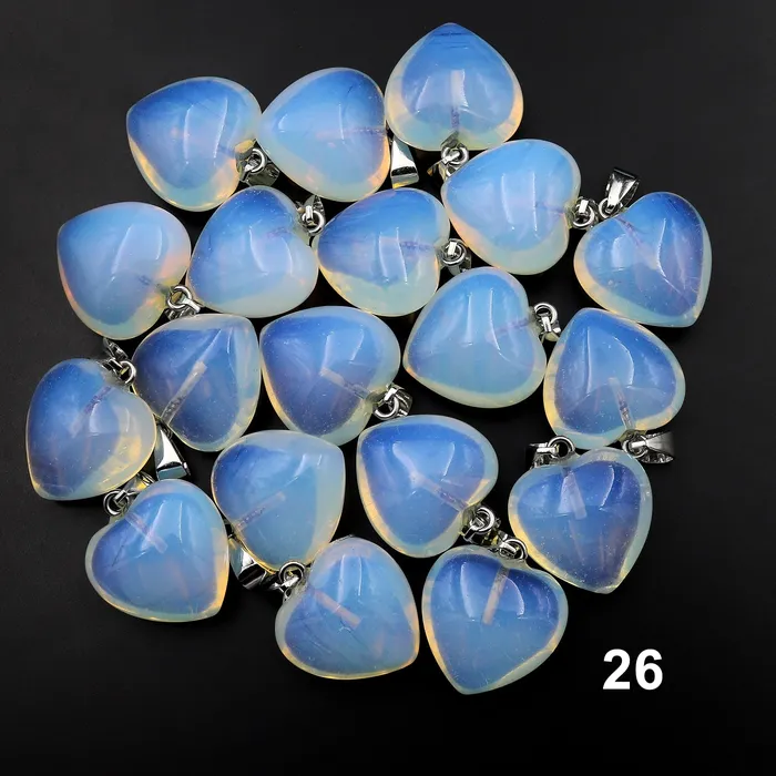 Intrinsic Trading Natural Gemstone Heart Pendant Choose from Rose Quartz Bloodstone Amethyst Rock Quartz Tiger Eye Labradorite Lapis Goldstone Aventurine Necklaces