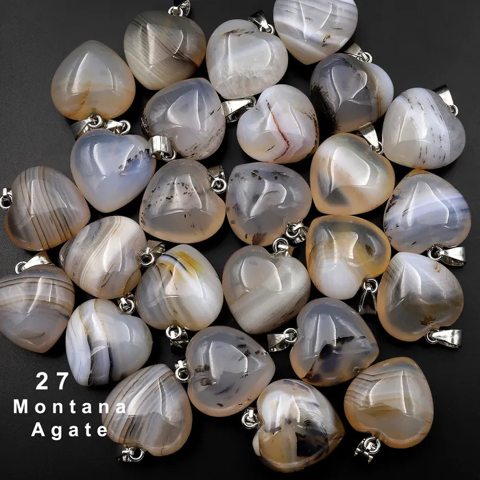Intrinsic Trading Natural Gemstone Heart Pendant Choose from Rose Quartz Bloodstone Amethyst Rock Quartz Tiger Eye Labradorite Lapis Goldstone Aventurine Necklaces