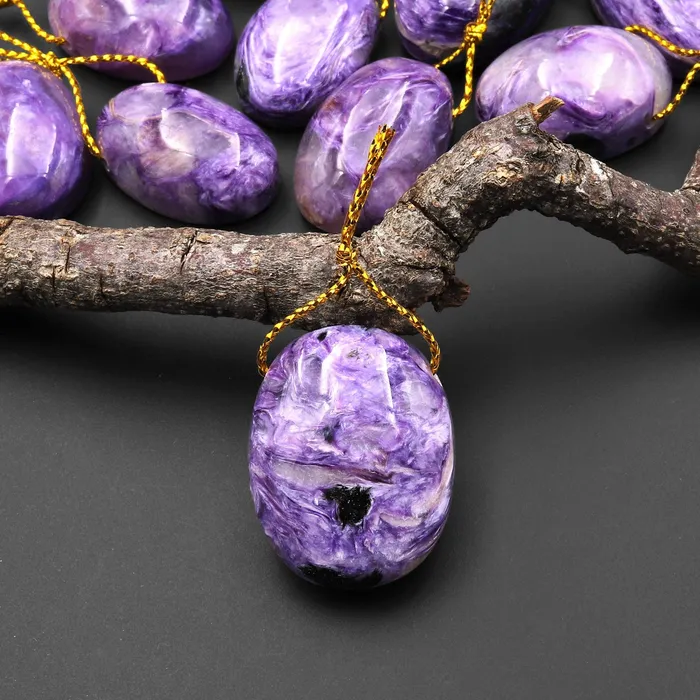 Intrinsic Trading Natural Purple Charorite Pendant Side Drilled Oval Genuine Russian Gemstone A4 Necklaces Intrinsic Trading Natural Purple Charorite Pendant Side Drilled Oval Genuine Russian Gemstone A4 Necklaces