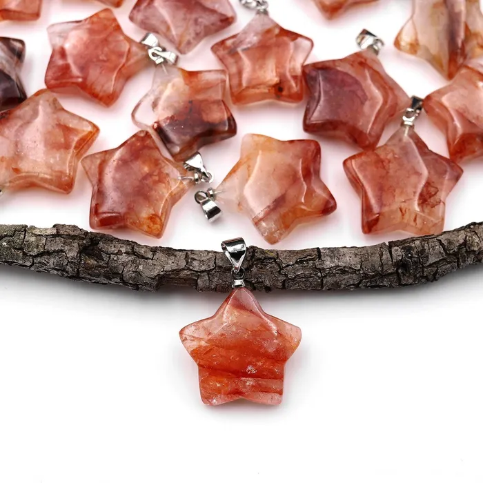 Intrinsic Trading Natural Red Lepidocrocite Quartz Star Pendant Gemstone Necklaces Intrinsic Trading Natural Red Lepidocrocite Quartz Star Pendant Gemstone Necklaces