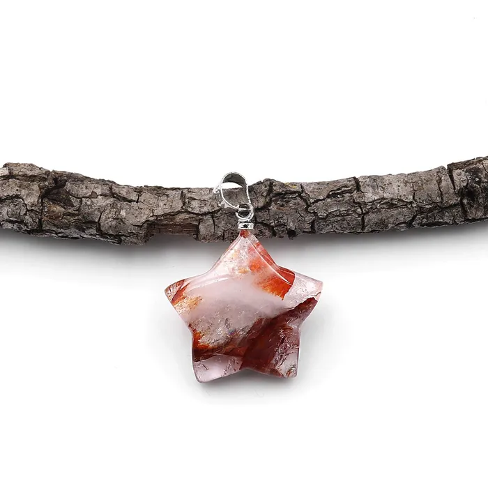 Intrinsic Trading Natural Red Lepidocrocite Quartz Star Pendant Gemstone Necklaces