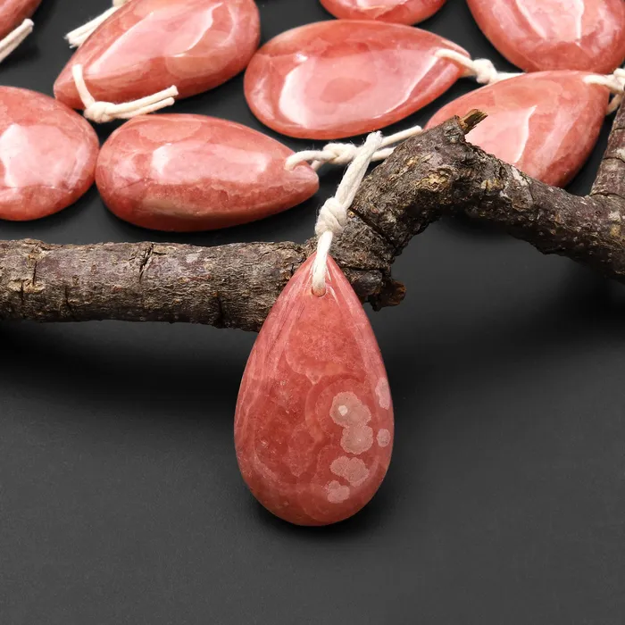Intrinsic Trading Necklaces AAA Gemmy Natural Red Rhodochrosite Teardrop Gemstone Pendant from Argentina Intrinsic Trading Necklaces AAA Gemmy Natural Red Rhodochrosite Teardrop Gemstone Pendant from Argentina