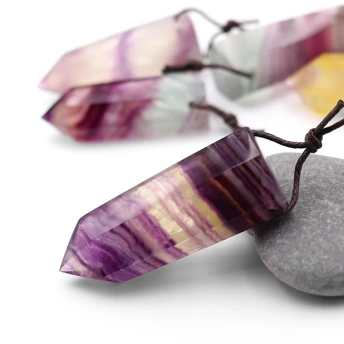 Intrinsic Trading Necklaces AAA Natural Candy Fluorite Faceted Crystal Point Pendant Side Drilled Gemstone Tower Pendulum A11 Intrinsic Trading Necklaces AAA Natural Candy Fluorite Faceted Crystal Point Pendant Side Drilled Gemstone Tower Pendulum A11