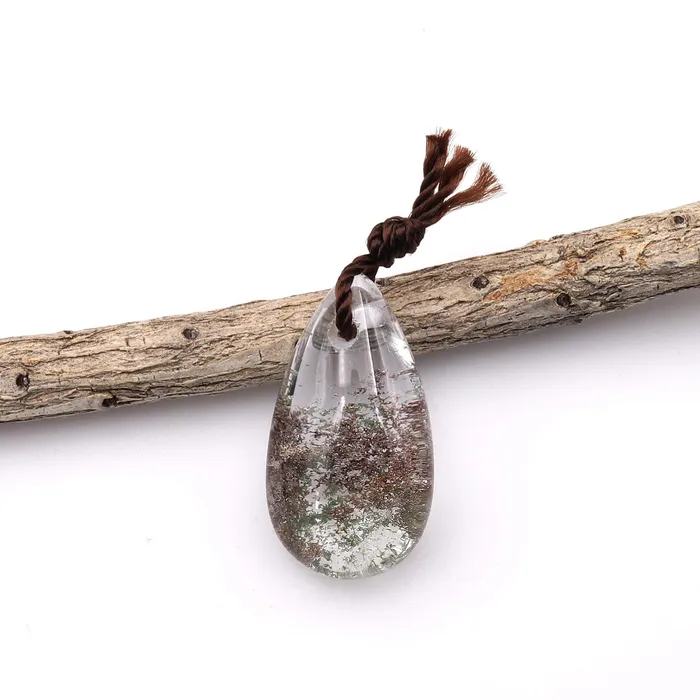 Intrinsic Trading Necklaces AAA Natural Green Lodalite Phantom Quartz Puffy Teardrop Pendant Gemstone Focal Bead Extra Clear A4 Intrinsic Trading Necklaces AAA Natural Green Lodalite Phantom Quartz Puffy Teardrop Pendant Gemstone Focal Bead Extra Clear A4