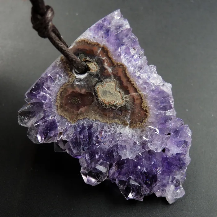 Intrinsic Trading Necklaces Amethyst Stalactite Flower Pendant Drilled Stalactite Slice Freeform Irregular Natural Stone Pendant P2041 Intrinsic Trading Necklaces Amethyst Stalactite Flower Pendant Drilled Stalactite Slice Freeform Irregular Natural Stone Pendant P2041