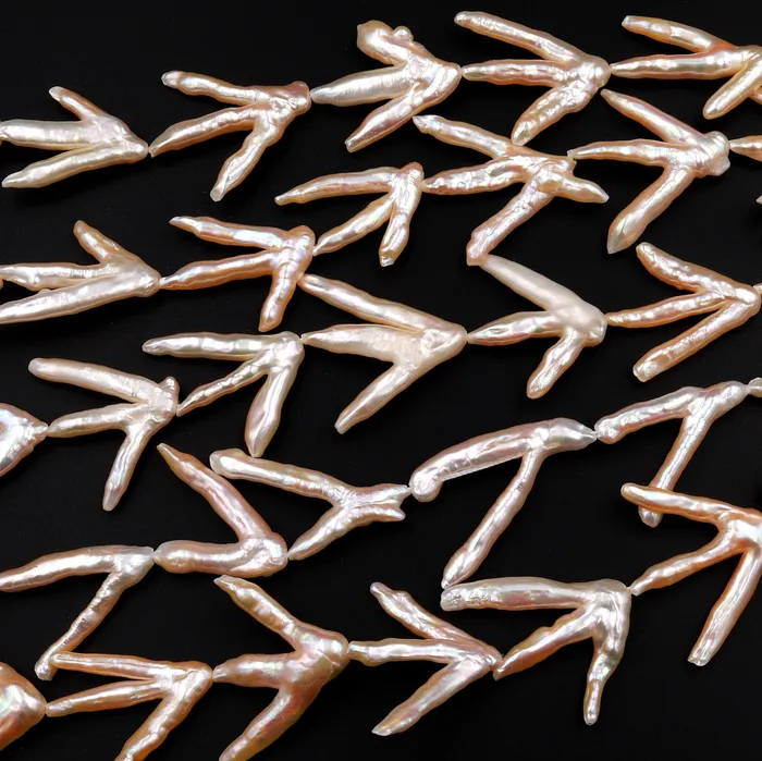 Intrinsic Trading Necklaces Freeform Natural Peach Pink Biwa Pearl Long Stick Branch Pearl Pendant Genuine Freshwater Pearl 16 Strand