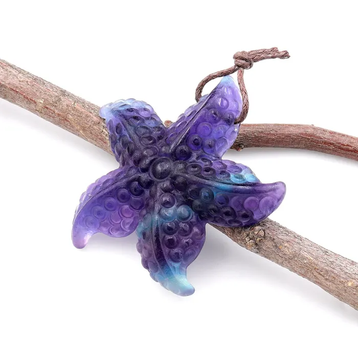 Intrinsic Trading Necklaces Hand Carved Natural Fluorite Starfish Gemstone Pendant A1 Intrinsic Trading Necklaces Hand Carved Natural Fluorite Starfish Gemstone Pendant A1