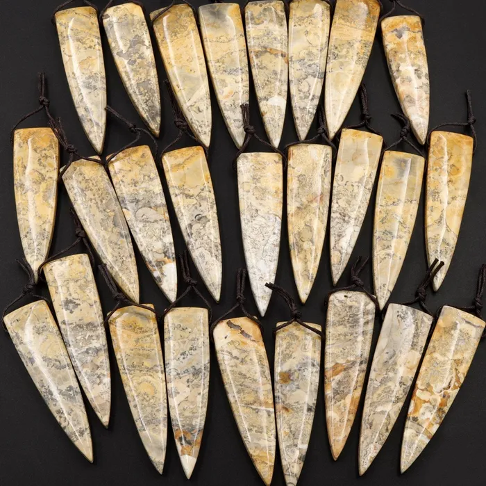 Intrinsic Trading Necklaces Natural Galaxy Jasper Pendant Top Side Drilled Long Dagger Pendant Natural Multi Color Jasper Bead