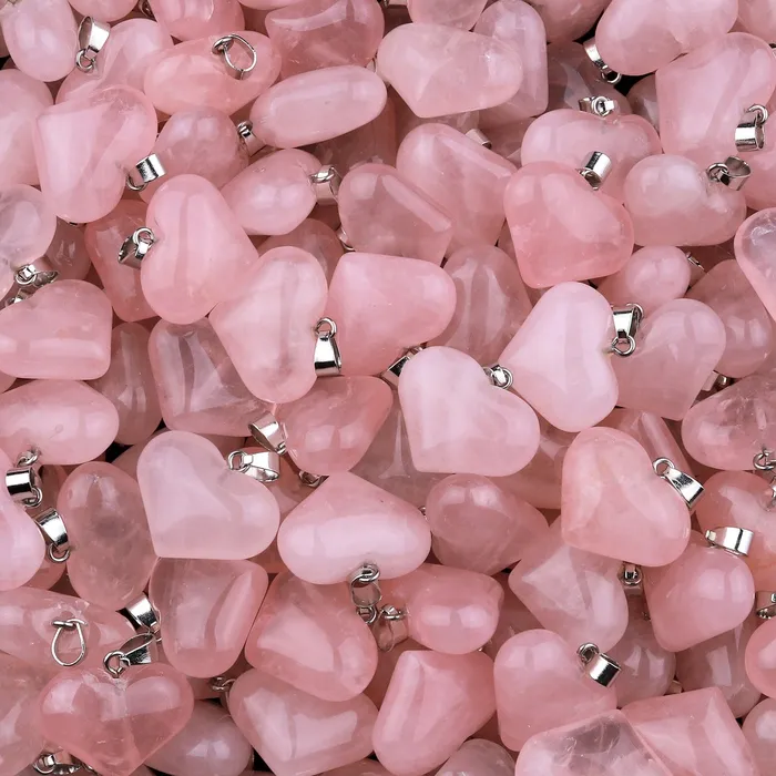 Intrinsic Trading Necklaces Natural Gemstone Heart Pendant Choose from Rose Quartz Bloodstone Amethyst Rock Quartz Tiger Eye Kambaba Jasper Landscape Ocean Jasper