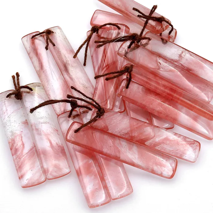 Juicy Strawberry Quartz Aka Cherry Quartz Earring Rectangle Matched Bead Pair Intrinsic Trading Earrings