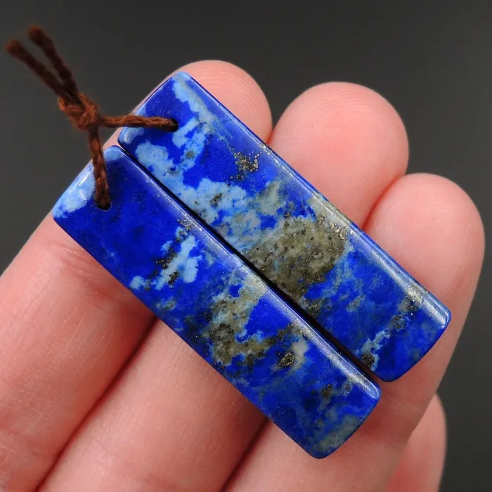 Lapis Earring Pair With Pyrite Rectangle Cabochon Cab Pair Drilled Matched Earrings Natural Stone Bead Pair E2774 Intrinsic Trading Earrings Lapis Earring Pair With Pyrite Rectangle Cabochon Cab Pair Drilled Matched Earrings Natural Stone Bead Pair E2774 Intrinsic Trading Earrings