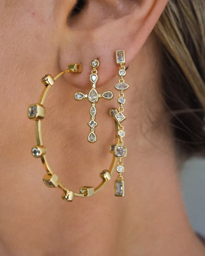 Luv Aj Bezel Stone Drop Studs Gold Earrings Luv Aj Bezel Stone Drop Studs Gold Earrings