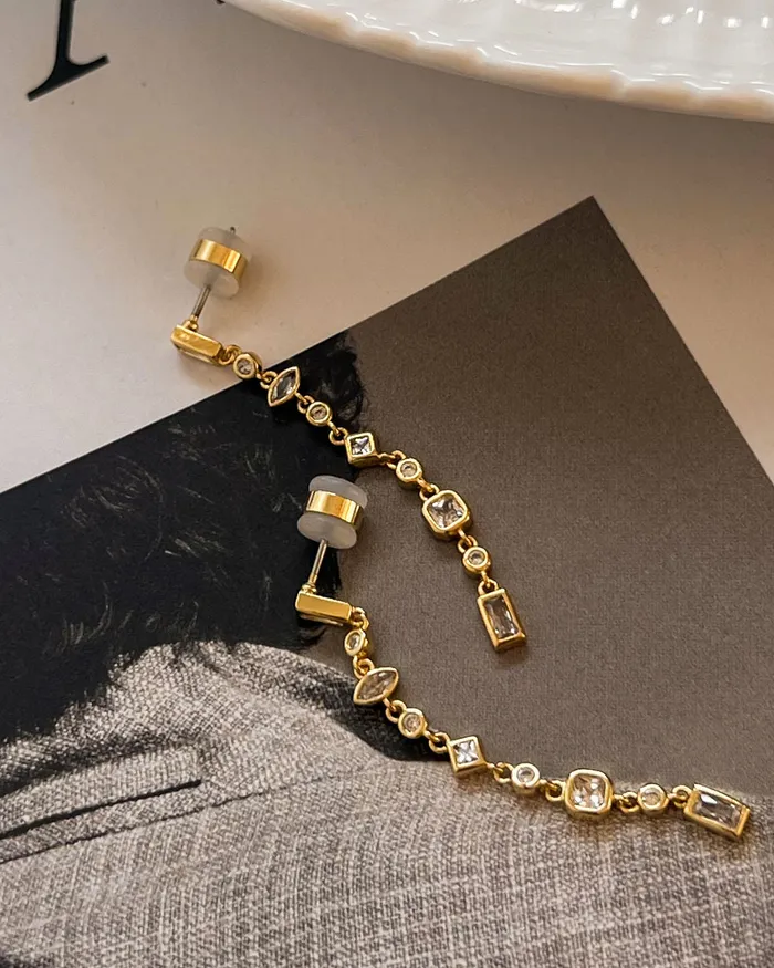Luv Aj Bezel Stone Drop Studs Gold Earrings Luv Aj Bezel Stone Drop Studs Gold Earrings