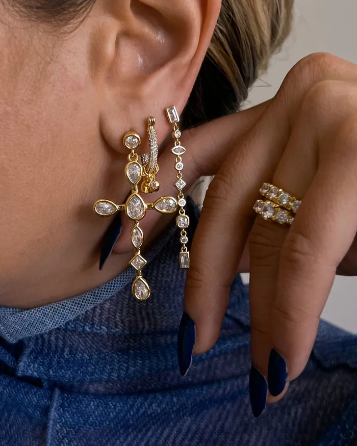 Luv Aj Bezel Stone Drop Studs Gold Earrings Luv Aj Bezel Stone Drop Studs Gold Earrings