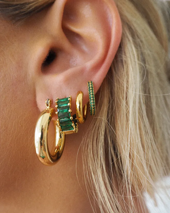 Luv Aj Earrings Emerald Ballier Huggies Emerald Green Silver Luv Aj Earrings Emerald Ballier Huggies Emerald Green Silver