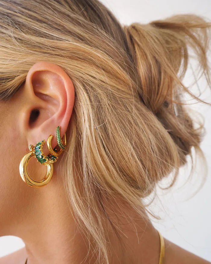 Luv Aj Earrings Emerald Ballier Huggies Emerald Green Silver Luv Aj Earrings Emerald Ballier Huggies Emerald Green Silver