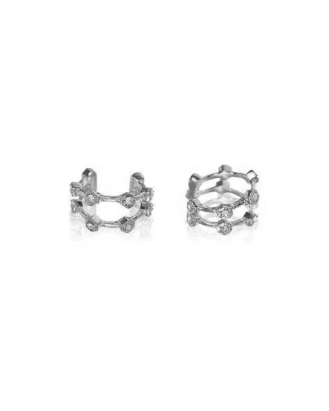 Luv Aj Earrings Pave Hex Ear Cuff Silver