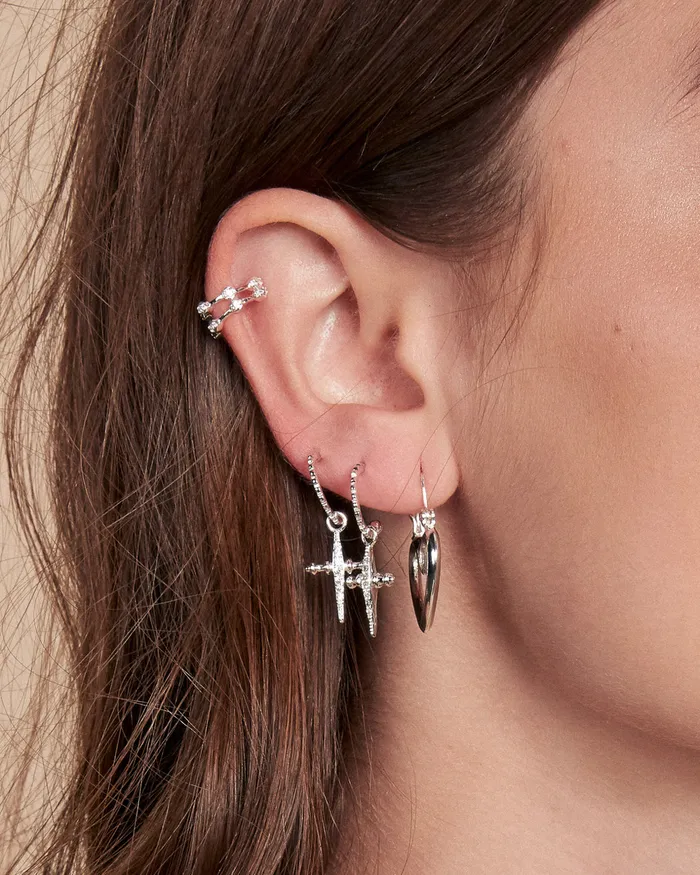 Luv Aj Earrings Pave Hex Ear Cuff Silver Luv Aj Earrings Pave Hex Ear Cuff Silver
