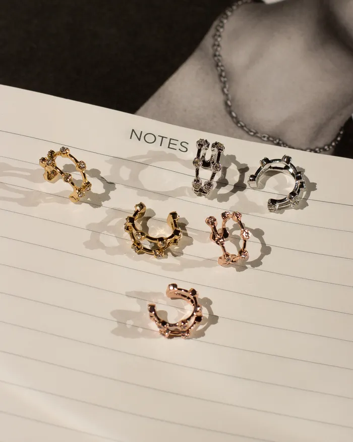 Luv Aj Earrings Pave Hex Ear Cuff Silver Luv Aj Earrings Pave Hex Ear Cuff Silver