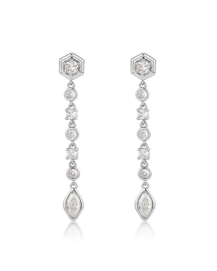 Luv Aj Earrings Stellar Bezel Drop Studs Silver