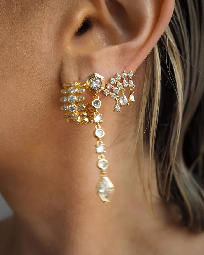 Luv Aj Earrings Stellar Bezel Drop Studs Silver Luv Aj Earrings Stellar Bezel Drop Studs Silver