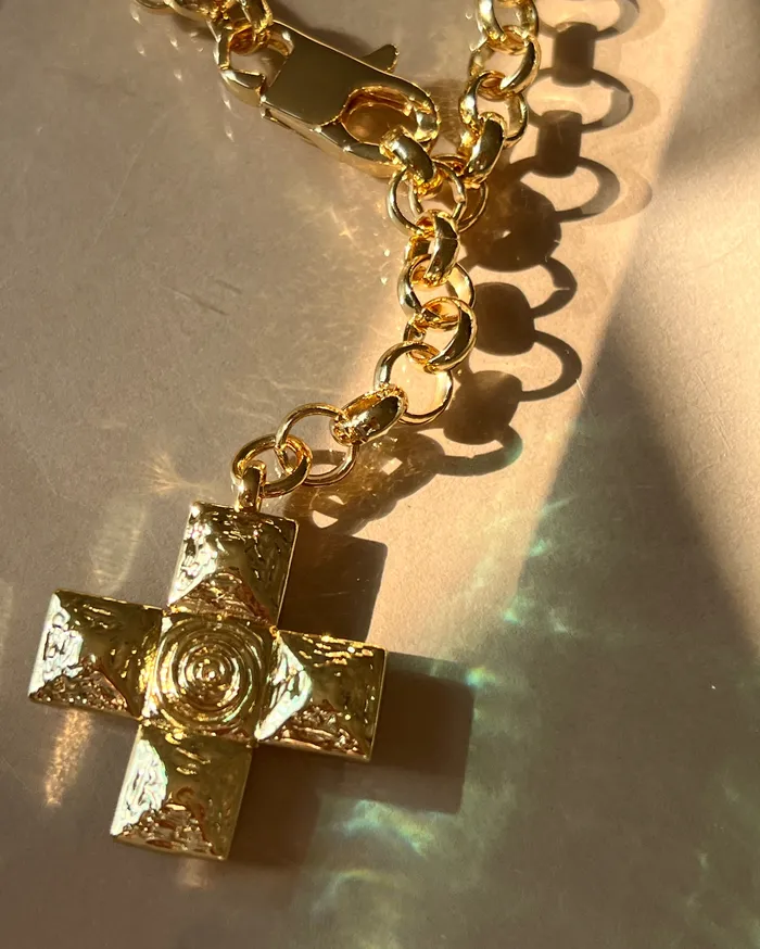 Luv Aj Necklaces Molten Cross Pendant Necklace Gold Luv Aj Necklaces Molten Cross Pendant Necklace Gold