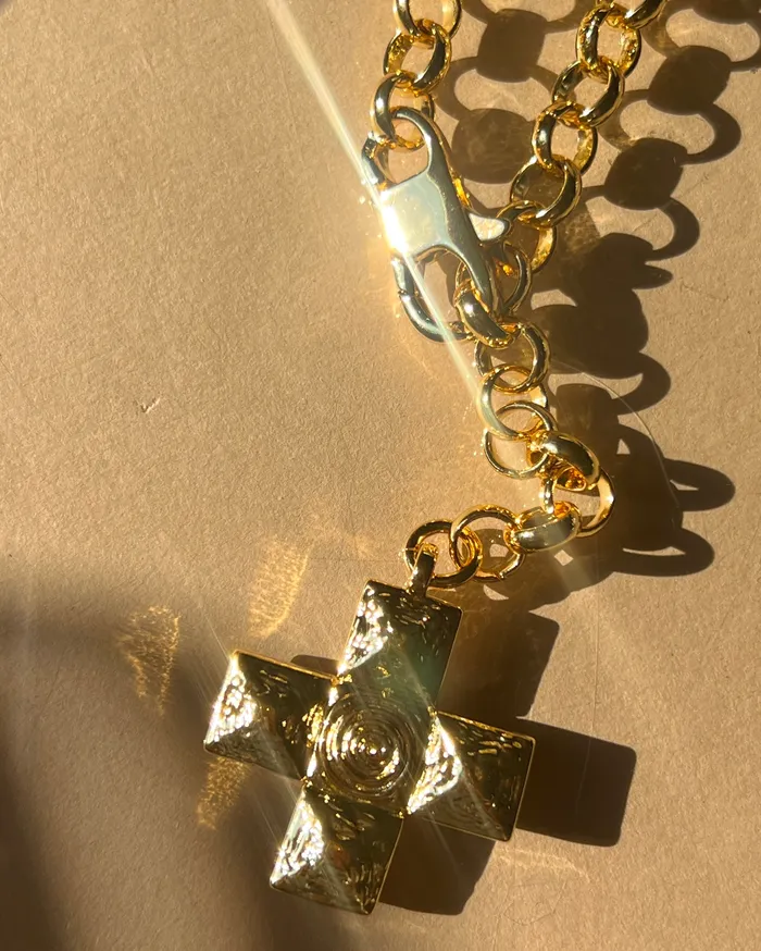 Luv Aj Necklaces Molten Cross Pendant Necklace Gold Luv Aj Necklaces Molten Cross Pendant Necklace Gold